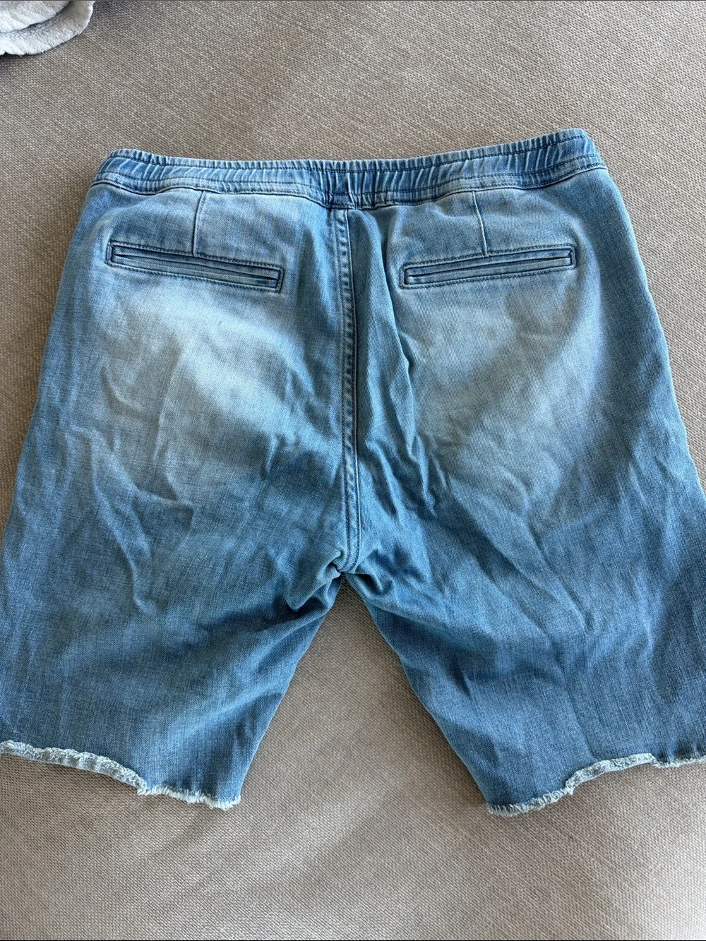 Five Four Light Blue Distressed Denim Hybrid Drawstring Shorts